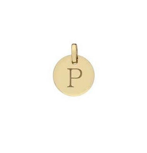 9K Yellow Gold Initial Circular Pendant & Neck Chain - Letters A-Z - Pobjoy Diamonds