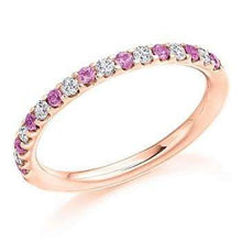 Load image into Gallery viewer, 18K Rose Gold &amp; Pink Sapphire Half Eternity Ring 0.38 CTW - Pobjoy Diamonds