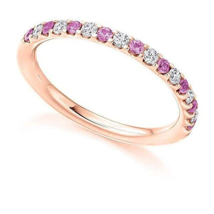 18K Rose Gold & Pink Sapphire Half Eternity Ring 0.38 CTW - Pobjoy Diamonds