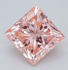 18K Gold Fancy Vivid Intense Orangy Pink Princess Cut Lab Grown Diamond 0.70 Carat Ring - Pobjoy Diamonds