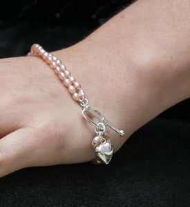 Twin Strand Oval Pink Freshwater Pearl Bracelet - Pobjoy Diamonds