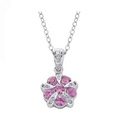 9K White Gold Diamond & Pink Sapphire Flower Pendant Necklace - Pobjoy Diamonds