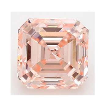1.42 Carat Emerald Cut Fancy Light Orangy Pink Lab Grown Diamond