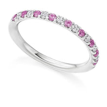 Load image into Gallery viewer, 18K White Gold &amp; Pink Sapphire Half Eternity Ring 0.38 CTW - Pobjoy Diamonds