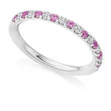 Load image into Gallery viewer, 950 Palladium &amp; Pink Sapphire Half Eternity Ring 0.38 CTW - Pobjoy Diamonds