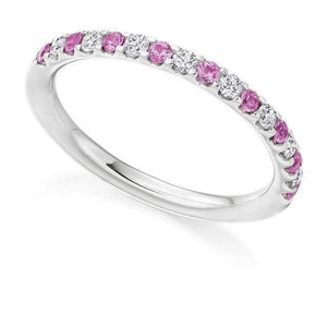 950 Palladium & Pink Sapphire Half Eternity Ring 0.38 CTW - Pobjoy Diamonds