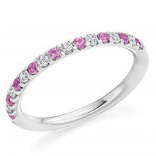 Load image into Gallery viewer, 18K White Gold &amp; Pink Sapphire Half Eternity Ring 0.38 CTW - Pobjoy Diamonds