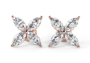18K Gold Marquise Cut Diamond Stud Earrings