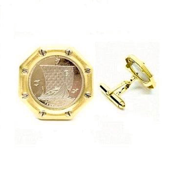 Handmade 9K or 18K Gold & Platinum Coin Hexagonal Cufflinks
