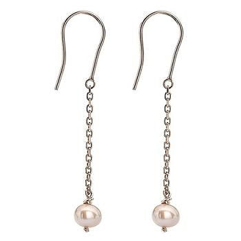 9K Rose Gold & Pink Pearl Ladies Drop Earrings - Pobjoy Diamonds