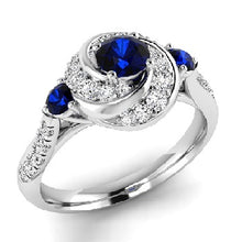Load image into Gallery viewer, Blue Sapphire &amp; Diamond Swirl Cocktail Ring
