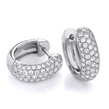White Gold Diamond Hug Earrings 1.50 Carat G/Si1