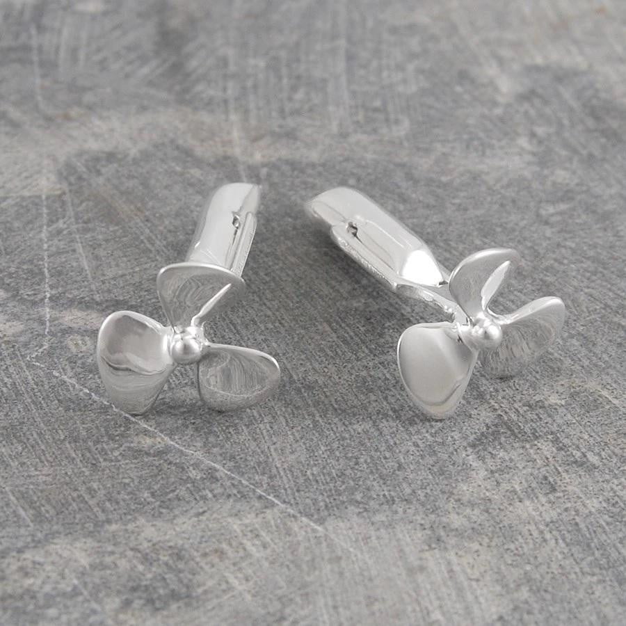 Handmade Sterling Silver Propeller Cufflinks - Pobjoy Diamonds
