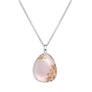 Sterling Silver Rose Quartz Drop Pendant & Necklace - Pobjoy Diamonds