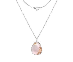 Sterling Silver Rose Quartz Drop Pendant & Necklace - Pobjoy Diamonds