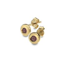 Load image into Gallery viewer, 9K Yellow Gold &amp; Ruby Medium Stud Earrings - Pobjoy Diamonds