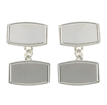 Load image into Gallery viewer, Sterling Silver Curved Rectangle Chain Cufflinks-Pobjoy Diamonds