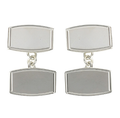 Sterling Silver Curved Rectangle Chain Cufflinks-Pobjoy Diamonds