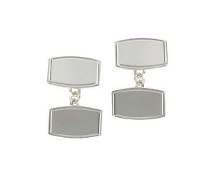 Sterling Silver Curved Rectangle Chain Cufflinks-Pobjoy Diamonds