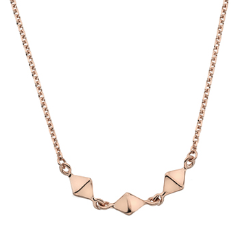 9K Rose Gold Ladies Triple Cube Pendant Necklace