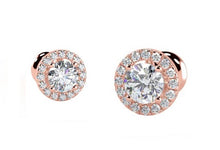 Load image into Gallery viewer, 18K Gold Diamond Halo Stud Earrings 0.40 Carat 