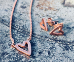 9K Rose Gold Elongated Heart Shape Earrings - Pobjoy Diamonds