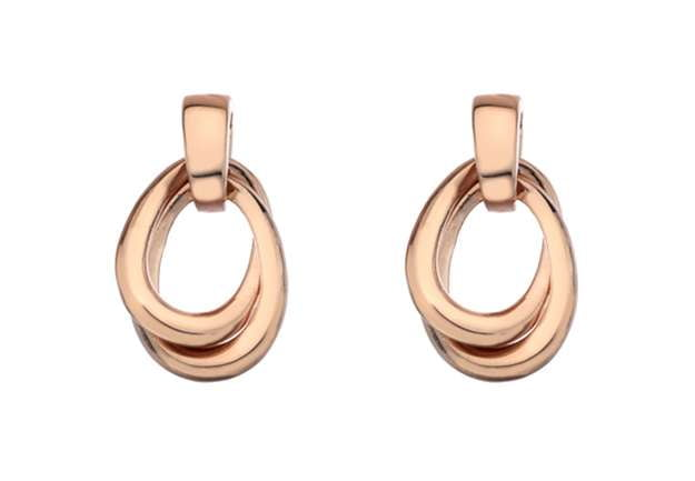 Sterling Silver & Rose Gold Plated Double Loop Earrings - Pobjoy Diamonds