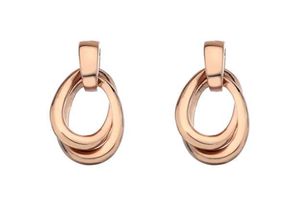 Sterling Silver & Rose Gold Plated Double Loop Earrings - Pobjoy Diamonds