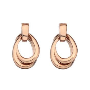 Sterling Silver & Rose Gold Plated Double Loop Earrings - Pobjoy Diamonds