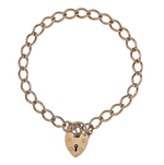 9K Rose Gold Ladies Slim Curb Bracelet With Padlock - Pobjoy Diamonds