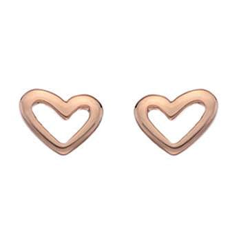 Sterling Silver Rose Gold Plated Heart Silhouette Stud Earrings - Pobjoy Diamonds