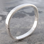Handmade Sterling Silver Curved Chunky Hinged Bangle - Pobjoy Diamonds