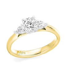 Load image into Gallery viewer, 18K Gold Round &amp; Pear Cut Diamond Trilogy Ring - 1.00 CTW G/Si1-Pobjoy Diamonds