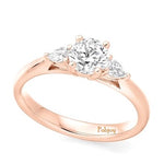 18K Gold Round & Pear Cut Diamond Trilogy Ring - 1.00 CTW G/Si1-Pobjoy Diamonds