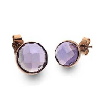 9K Rose Gold & Amethyst Ladies Stud Earrings - Pobjoy Diamonds