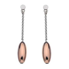 Load image into Gallery viewer, Sterling Silver &amp; Rose Gold Plated Oval Drop Earrings - Pobjoy Diamonds