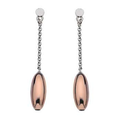 Sterling Silver & Rose Gold Plated Oval Drop Earrings - Pobjoy Diamonds