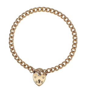 9K Rose Gold Ladies Curb Bracelet With Padlock - Pobjoy Diamonds