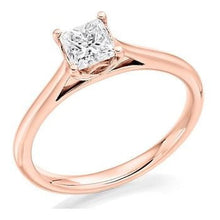 Load image into Gallery viewer, 18K Rose Gold 0.60 Carat Princess Cut Solitaire