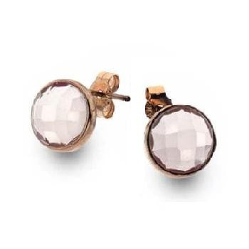 9K Rose Gold & Rose Quartz Ladies Stud Earrings - Pobjoy Diamonds