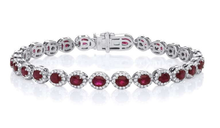 Load image into Gallery viewer, 18K Gold 5.50 Carat Oval Ruby &amp; Diamond Tennis Bracelet - Pobjoy Diamonds