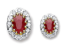 Load image into Gallery viewer, 9K Yellow Gold Red Ruby &amp; Diamond Stud Earrings 1.40 CTW - Pobjoy Diamonds