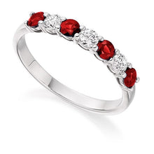 Load image into Gallery viewer, 950 Platinum Ruby &amp; Diamond Half Eternity Ring 0.61 CTW - Pobjoy Diamonds