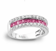 Load image into Gallery viewer, Pink Ruby &amp; Diamond Cocktail Ring Channel Set