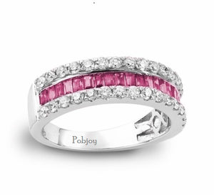 Pink Ruby & Diamond Cocktail Ring Channel Set