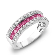 Load image into Gallery viewer, Pink Ruby &amp; Diamond Cocktail Ring Channel Set