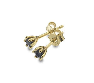 9K Yellow Gold & Sapphire Claw Set Stud Earrings - Pobjoy Diamonds