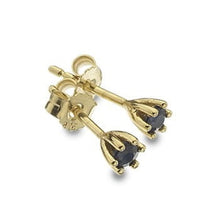 Load image into Gallery viewer, 9K Yellow Gold &amp; Sapphire Claw Set Stud Earrings - Pobjoy Diamonds