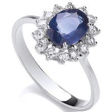 Load image into Gallery viewer, 18K White Gold Diamond &amp; Sapphire Ring - Pobjoy Diamonds