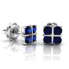 Load image into Gallery viewer, 9K Gold &amp; Blue Sapphire Ladies Stud Earrings - Pobjoy Diamonds